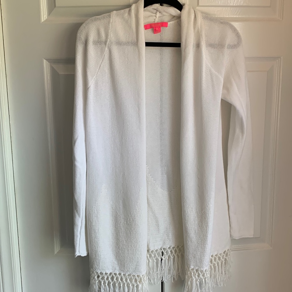 Lilly Pulitzer White Fringe Cardigan - Size S